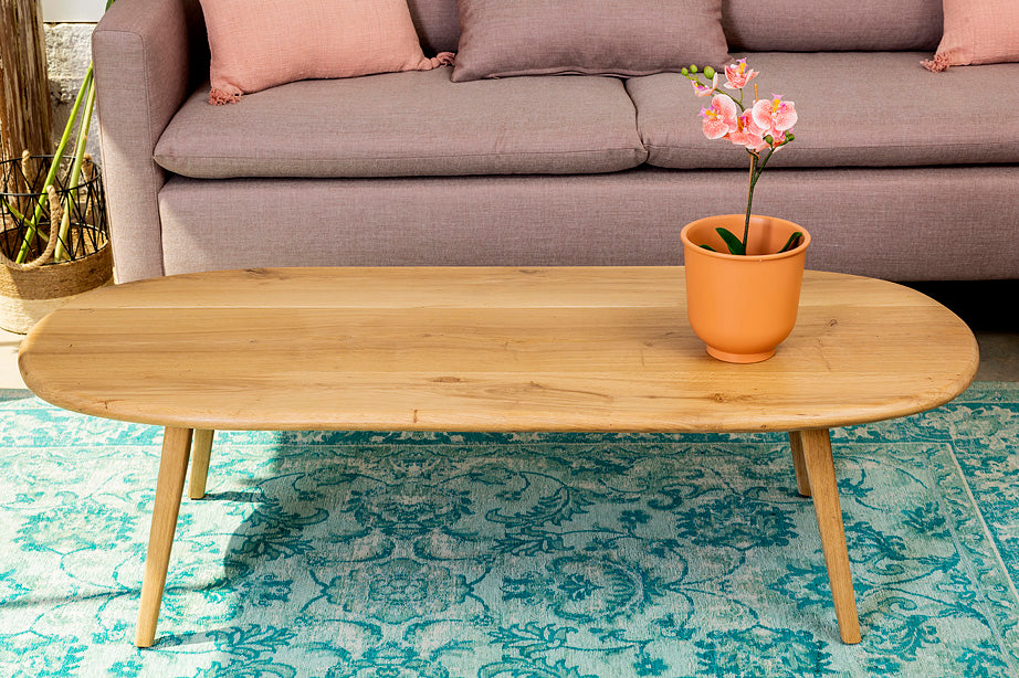 שולחן אליפטי מעץ אלון