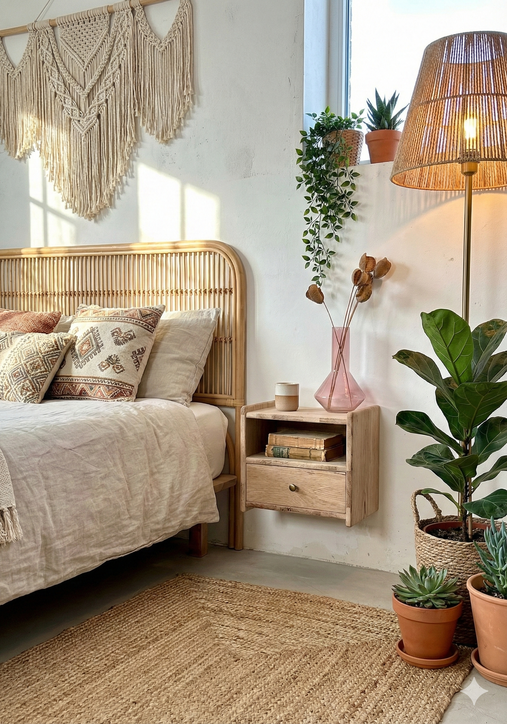 שידת מיטה צפה בוהו