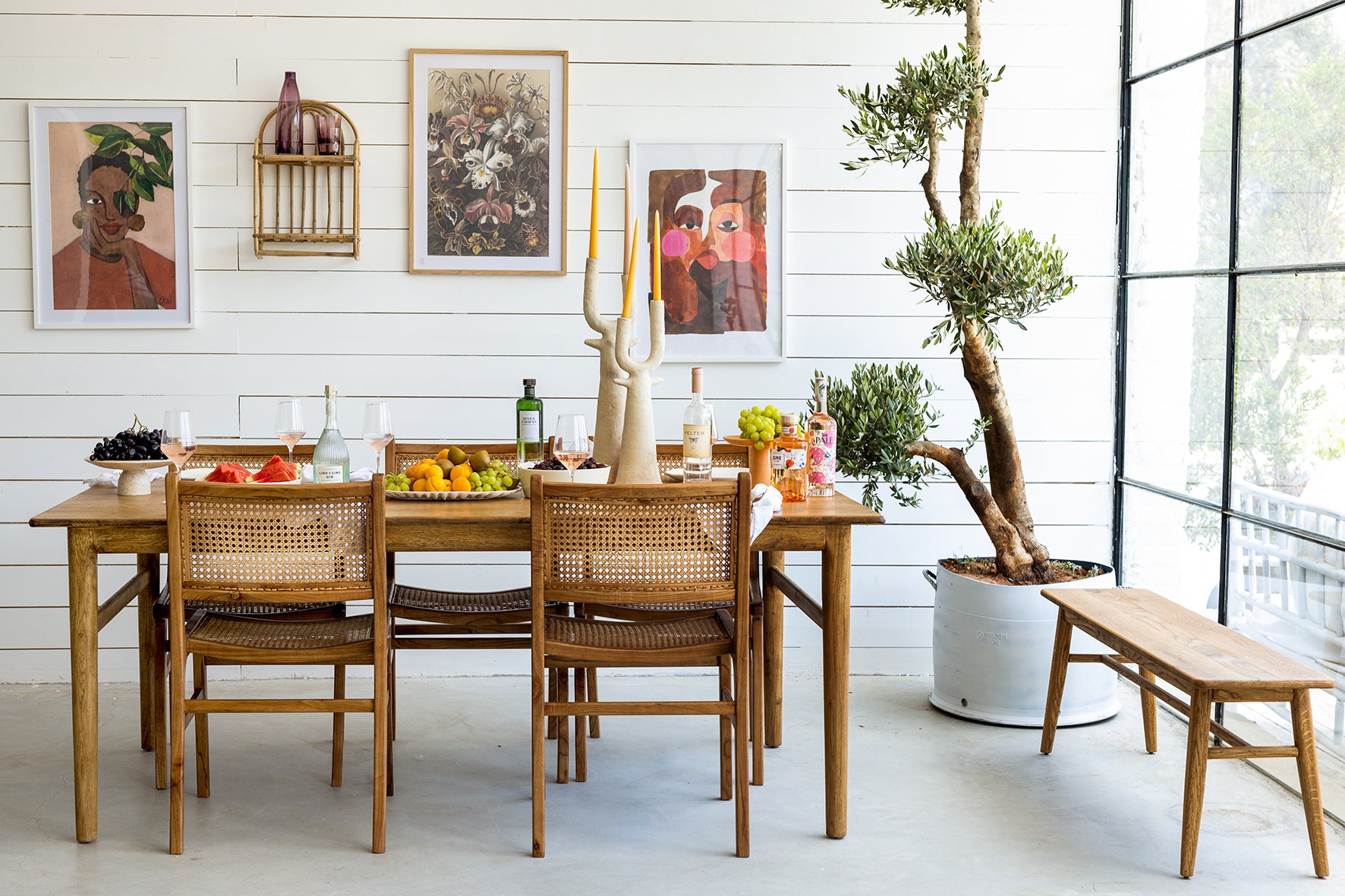 שולחן בוהו מעץ אלון