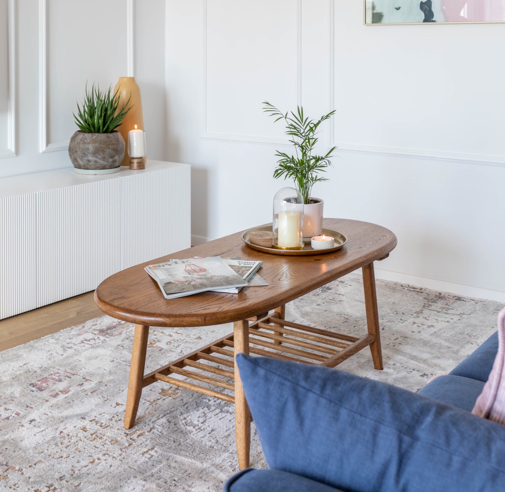 שולחן סולם אליפטי אלון מבוקע