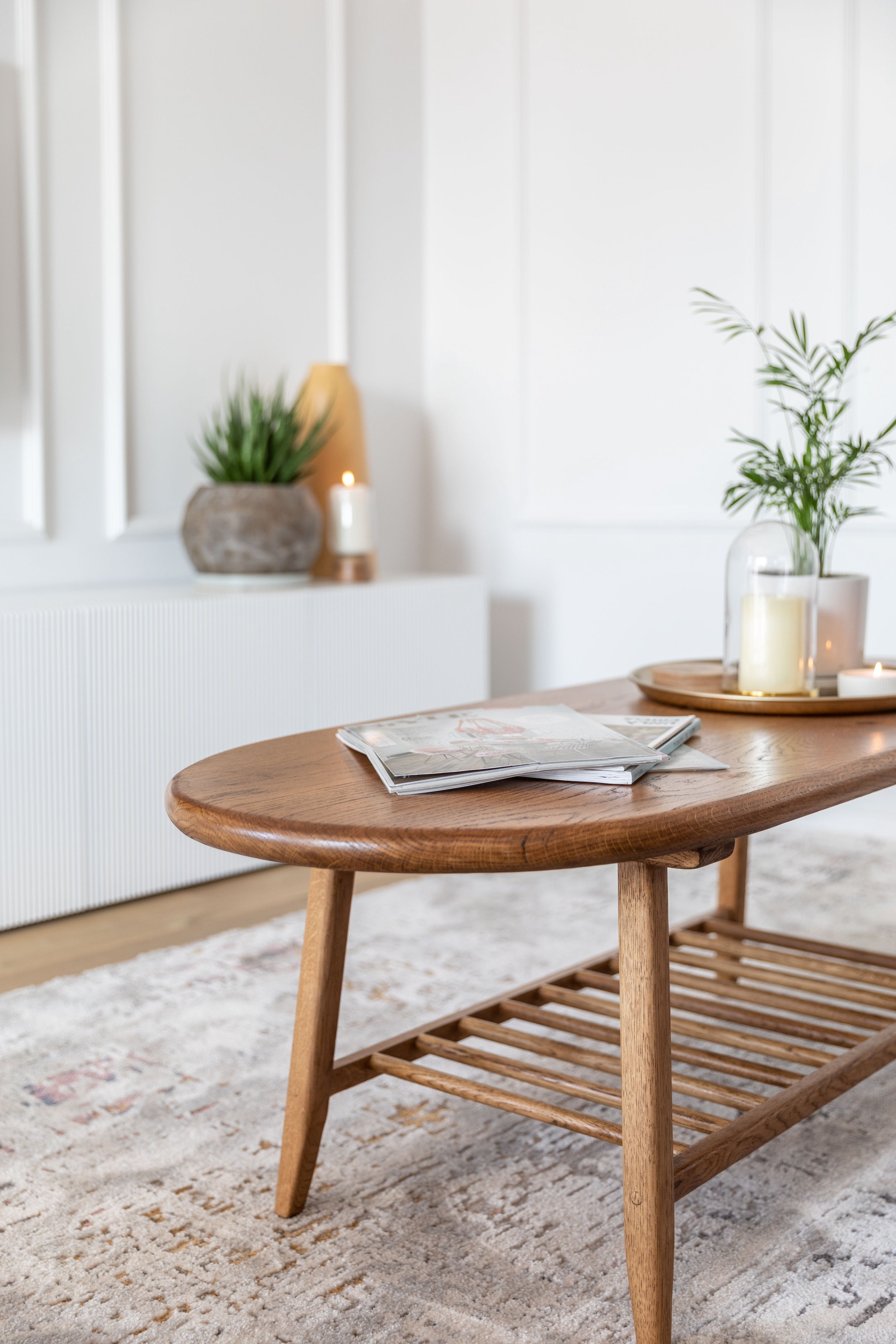 שולחן סולם אליפטי אלון מבוקע