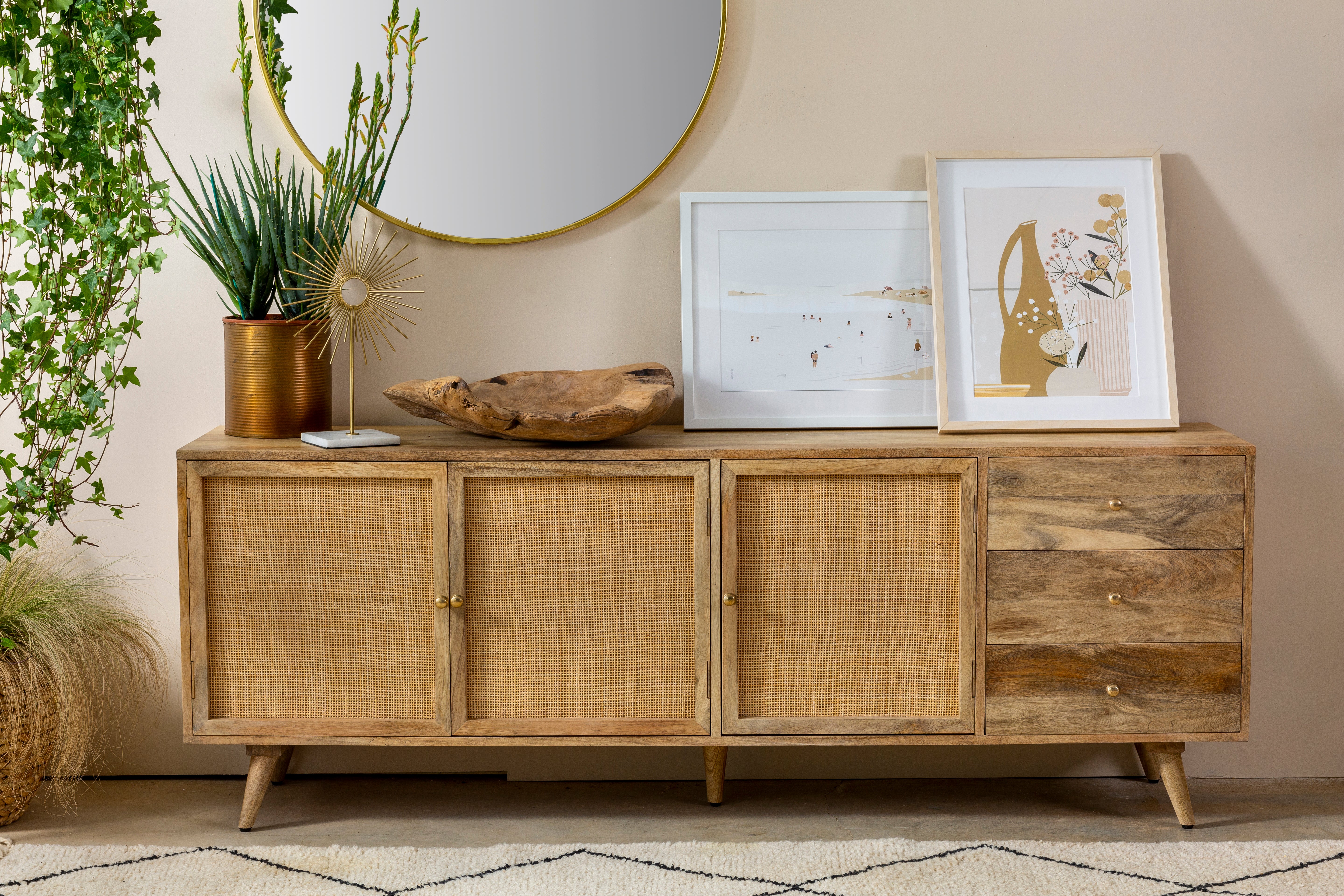 מזנון ראטן 3 דלתות