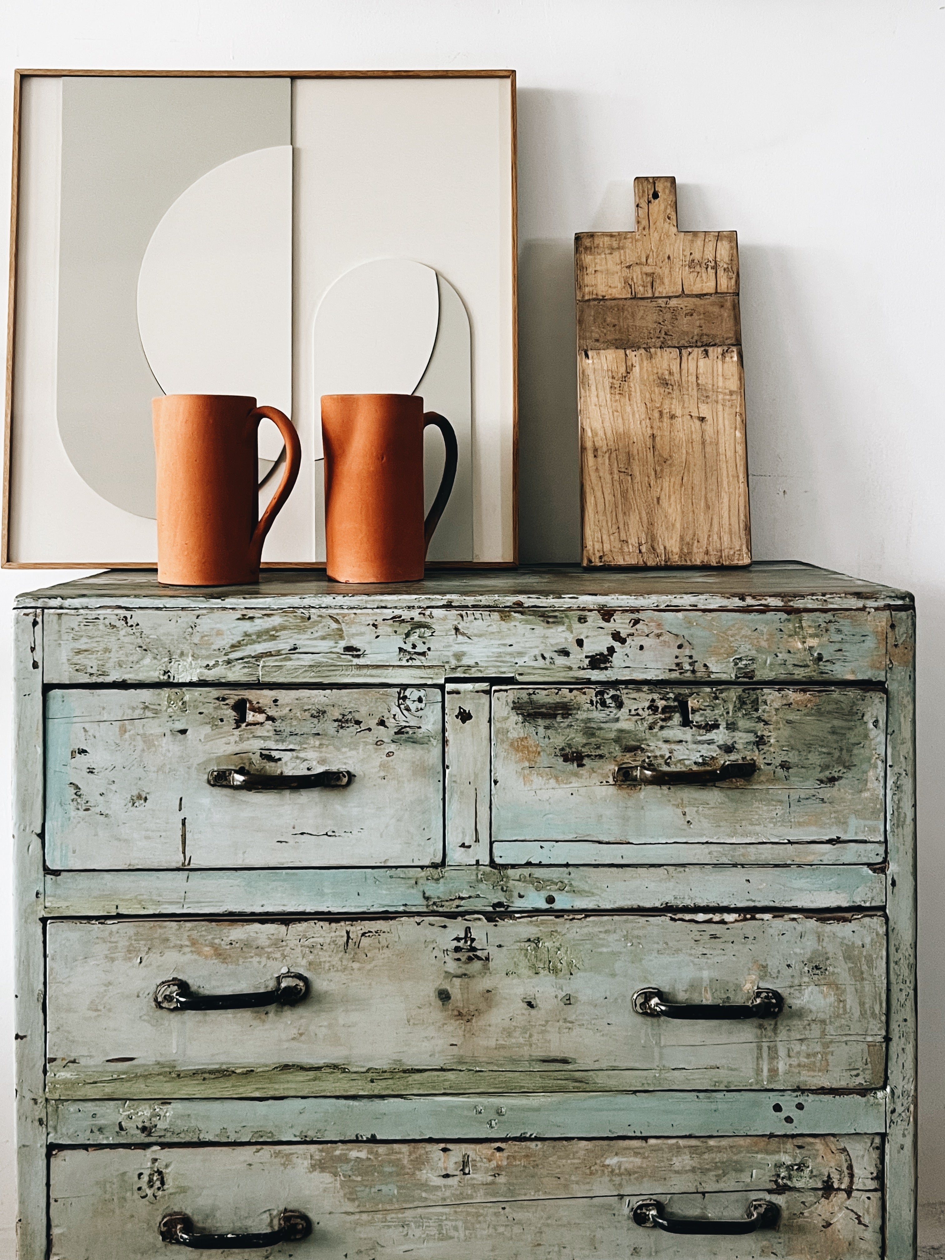 שידת מגירות פיס ענתיקה טורקיזית85/42