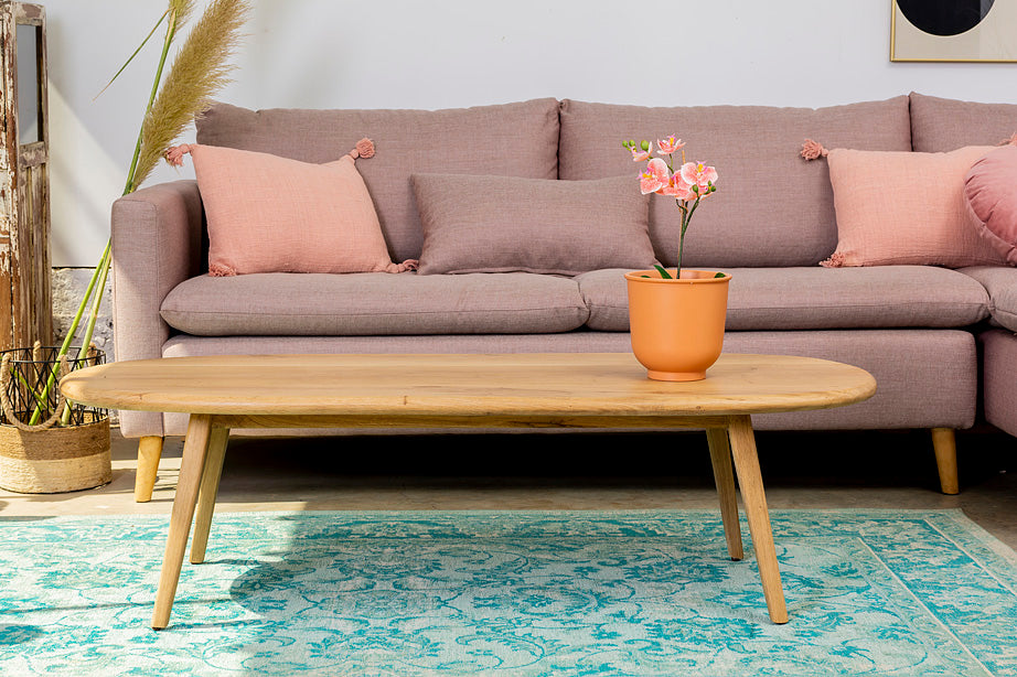 שולחן אליפטי מעץ אלון